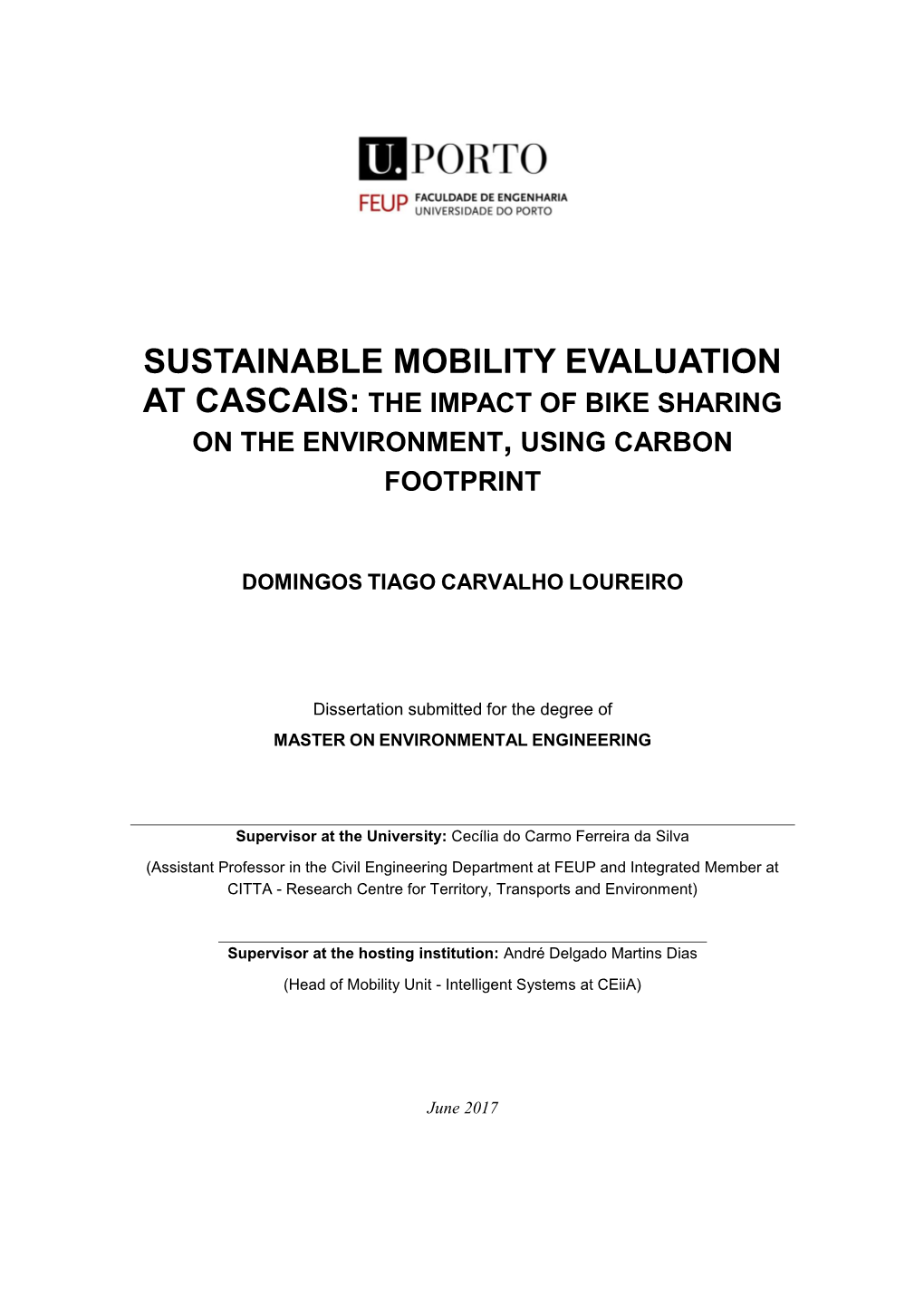 Sustainable Mobility Evaluation at Cascais: the Impact of Bike Sharing on the Environment, Using Carbon Footprint