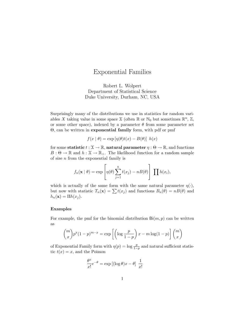 Exponential Families