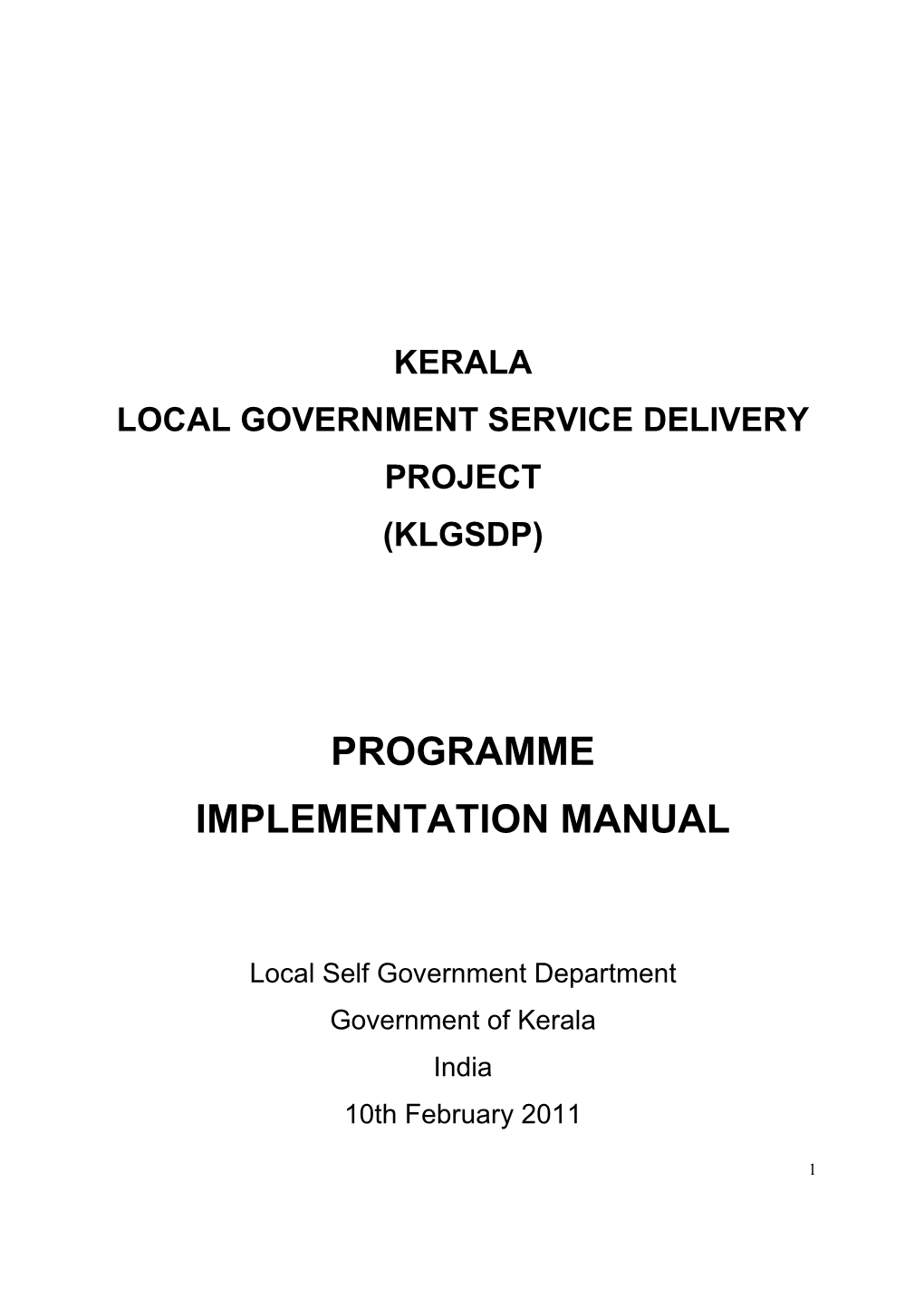 Programme Implementation Manual