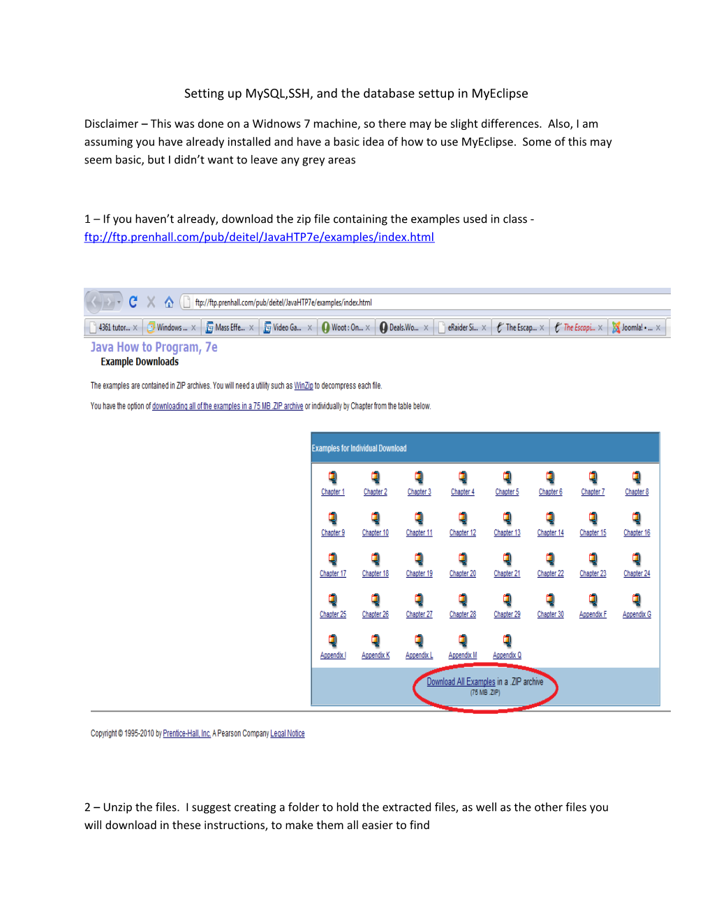 Setting up Mysql,SSH, and the Database Settup in Myeclipse