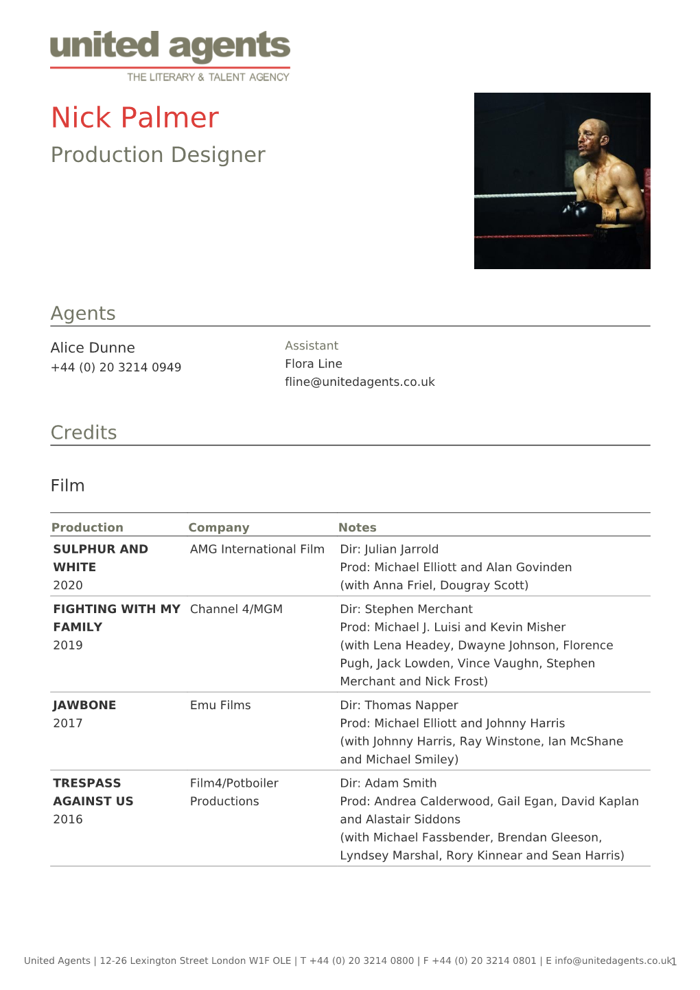 Nick Palmer Production Designer