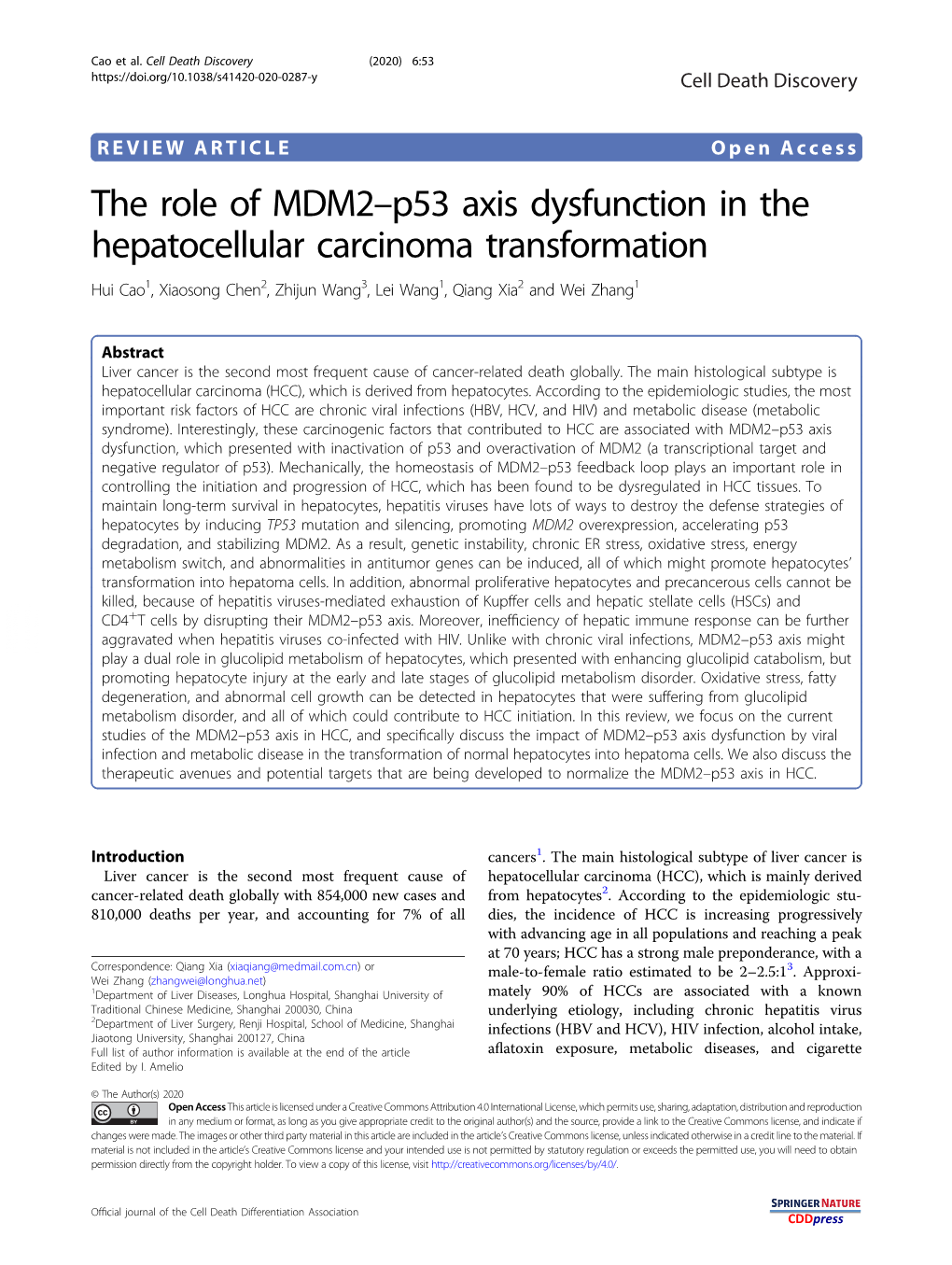 The Role of MDM2–P53 Axis Dysfunction in the Hepatocellular