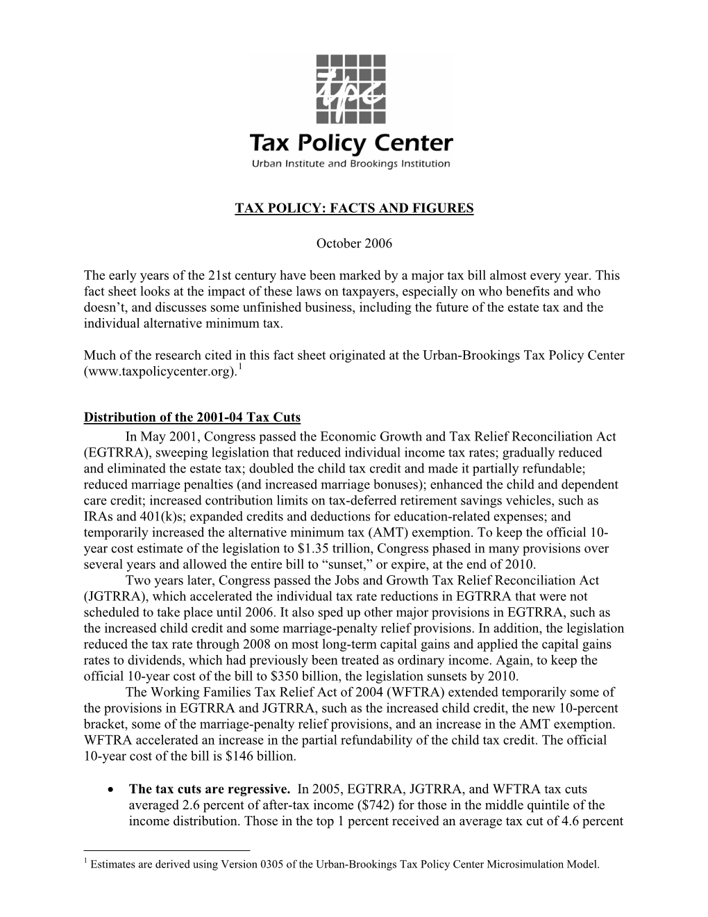 Tax Policy: Facts and Figures
