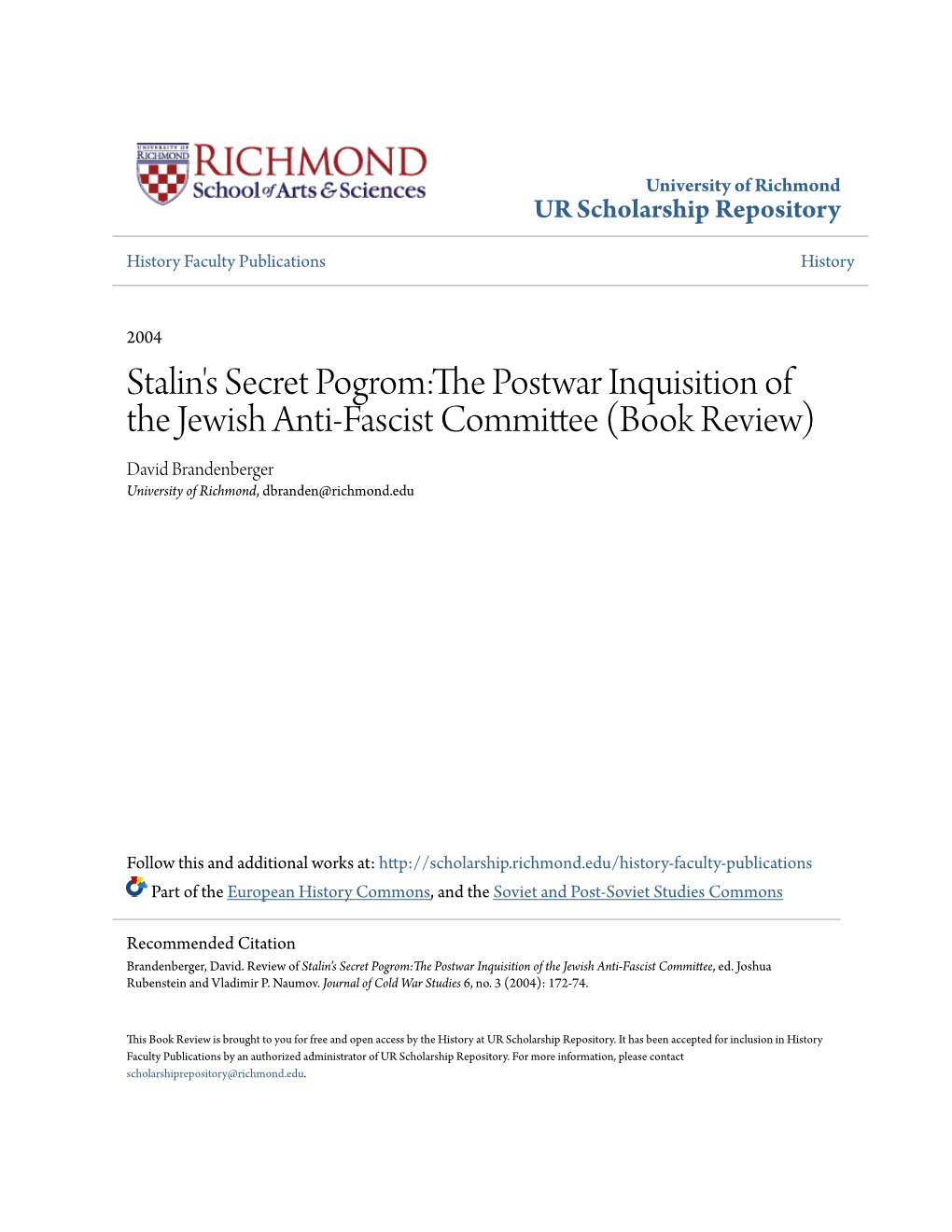 Stalin's Secret Pogrom:The Postwar Inquisition of the Jewish Anti-Fascist Committee, Ed