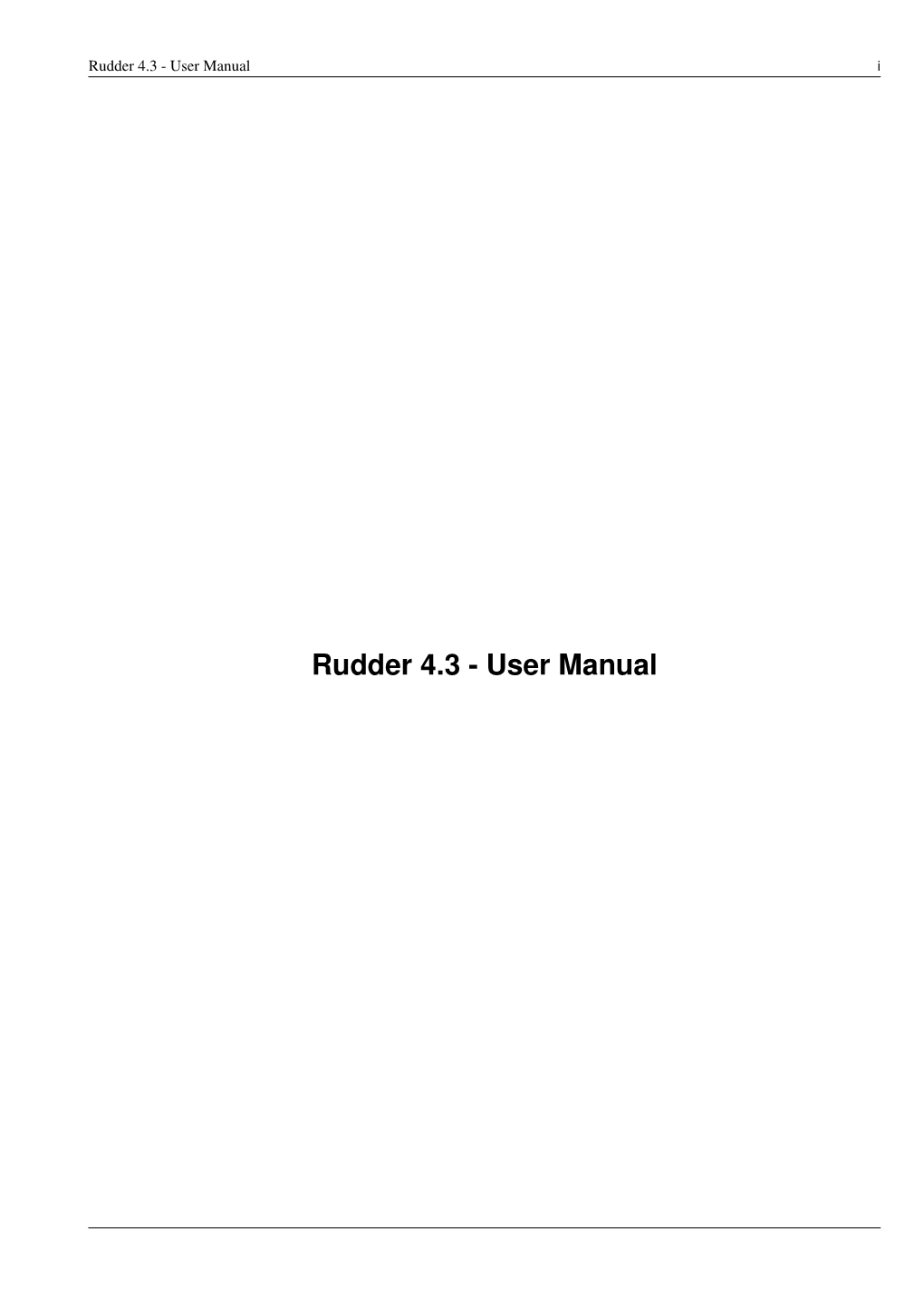 Rudder 4.3 - User Manual I