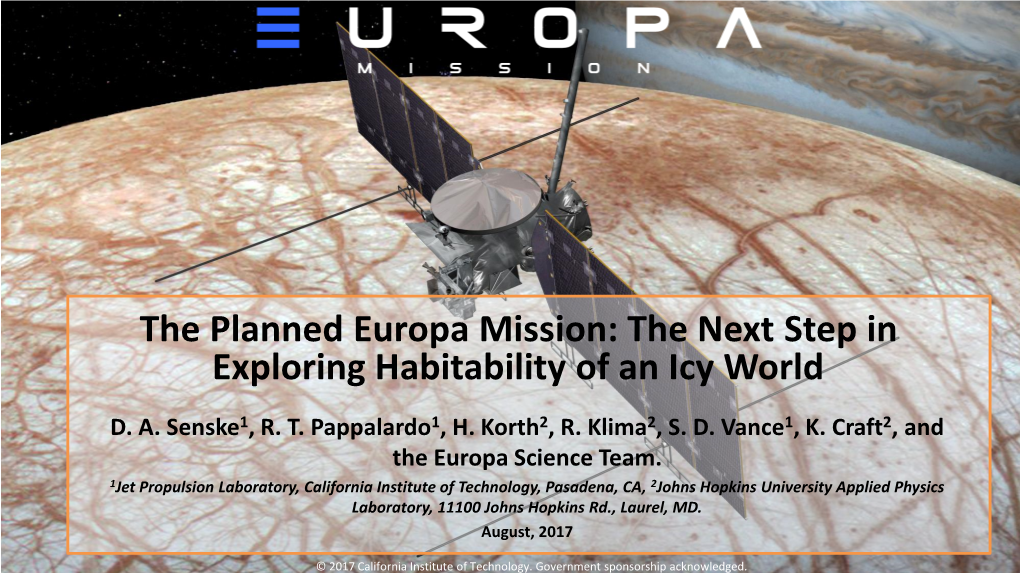 VEGA Trajectory Europa Clipper Mission Design Team