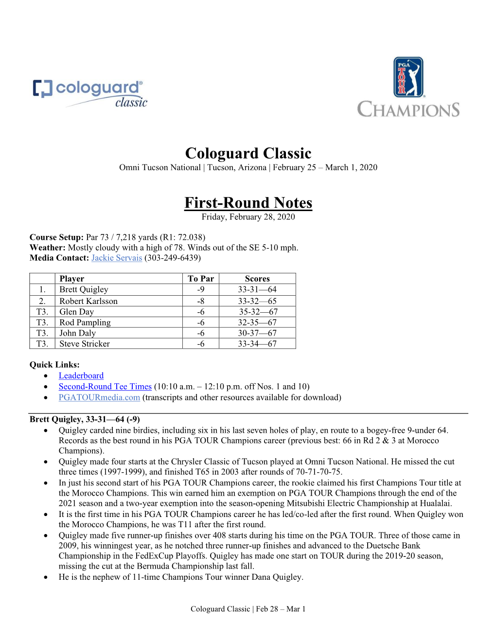 Cologuard Classic Omni Tucson National | Tucson, Arizona | February 25 – March 1, 2020