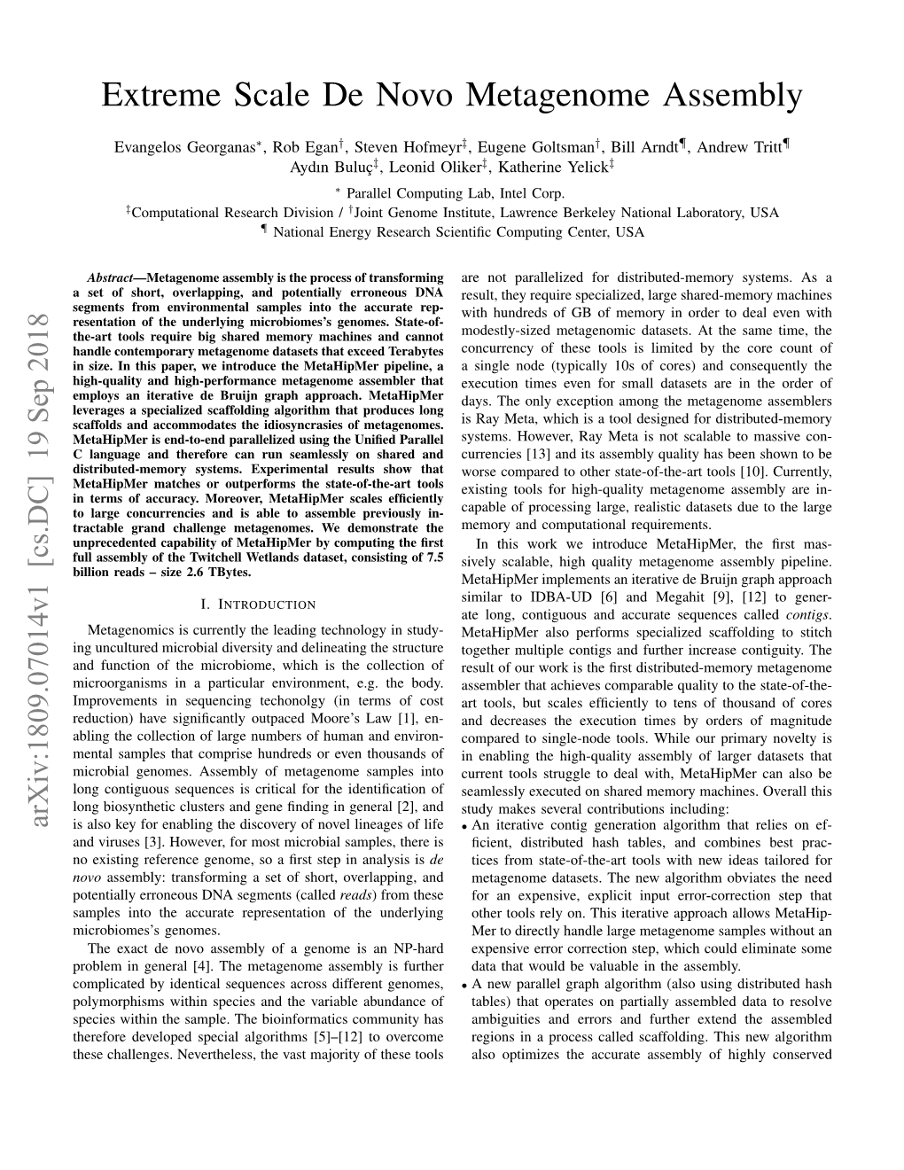 Extreme Scale De Novo Metagenome Assembly