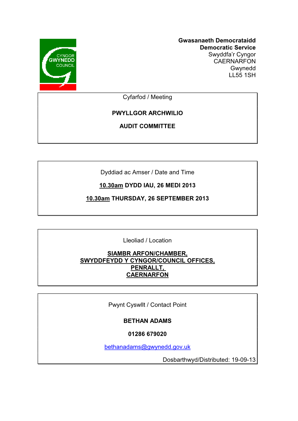 Gwynedd Council (Copy Herewith – Grey Paper)