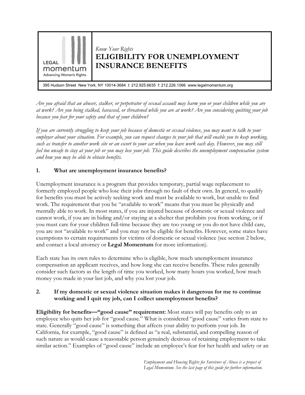 Eligibility for Unemployment Insurance Benefits