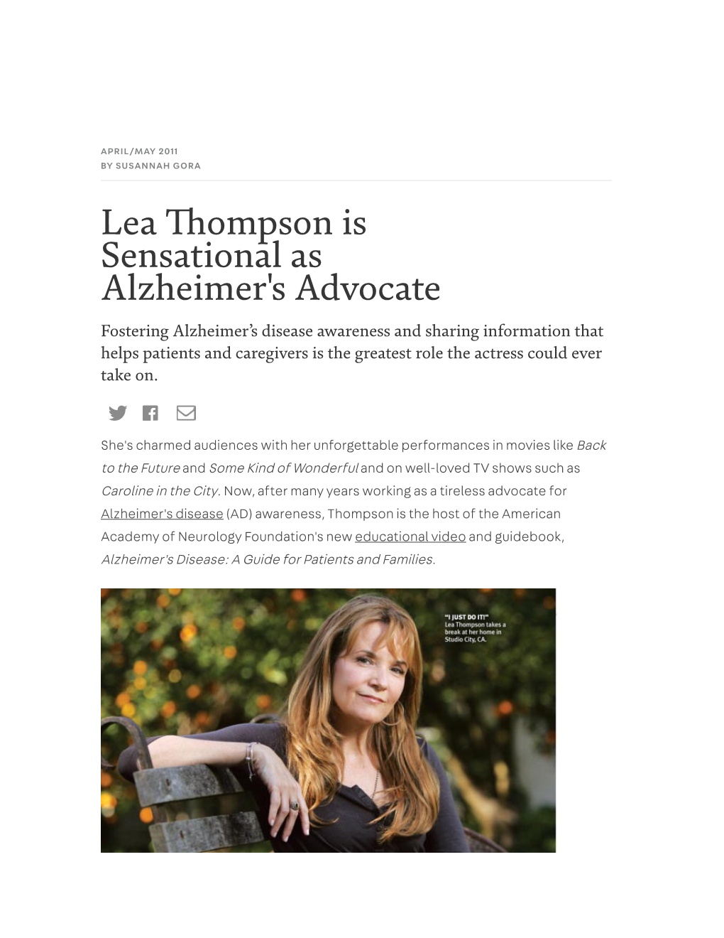 Lea Ompson Is Sensational As Alzheimer's Advocate