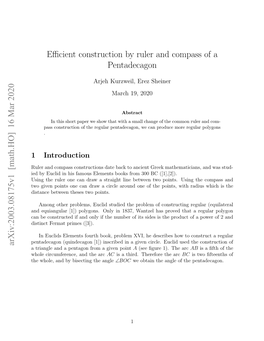 Efficient Construction by Ruler and Compass of a Pentadecagon Arxiv