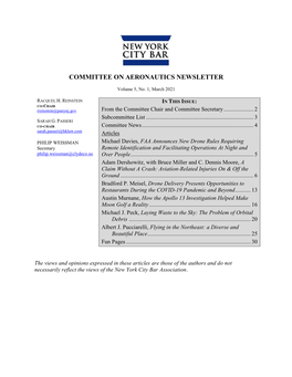 Committee on Aeronautics Newsletter