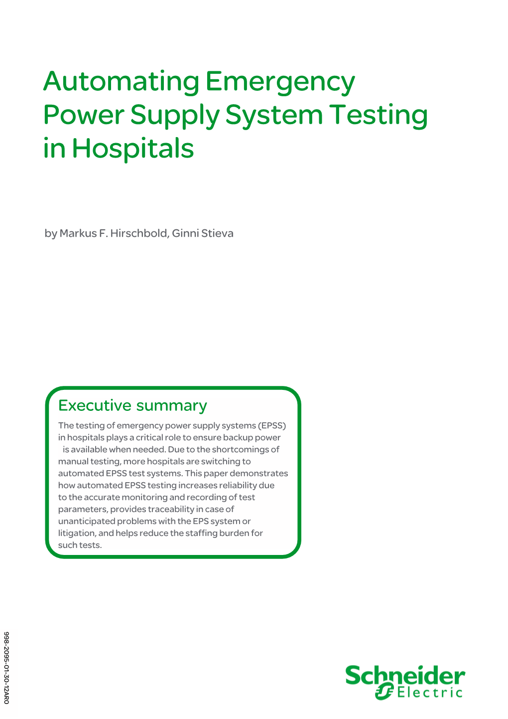 Automating Emergency Power Supply System Testing in Hospitals | 3 White Paper