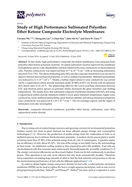 Study of High Performance Sulfonated Polyether Ether Ketone Composite Electrolyte Membranes