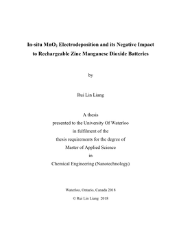 In-Situ Mno2 Electrodeposition and Its Negative Impact to Rechargeable Zinc Manganese Dioxide Batteries