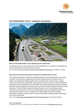 The Gotthard Base Tunnel – Questions and Answers