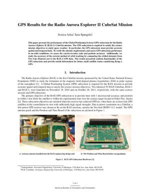 GPS Results for the Radio Aurora Explorer II Cubesat Mission