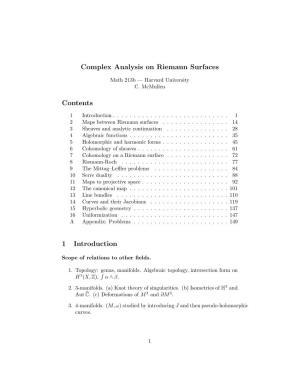 Complex Analysis on Riemann Surfaces Contents 1