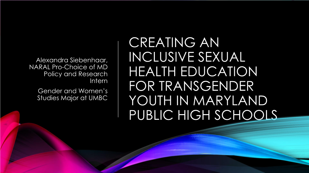 Creating an Inclusive Sexual Health Education for Transgender Youth In