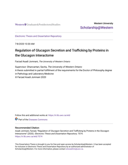 Regulation of Glucagon Secretion and Trafficking by Proteins in the Glucagon Interactome