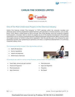 Camlin Fine Sciences Limited