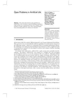 Open Problems in Artificial Life