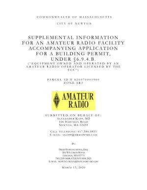 Supplemental Information for an Amateur Radio Facility