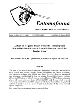 Hymenoptera: Braconidae) in North Central Iran with Four New Records for Iranian Fauna