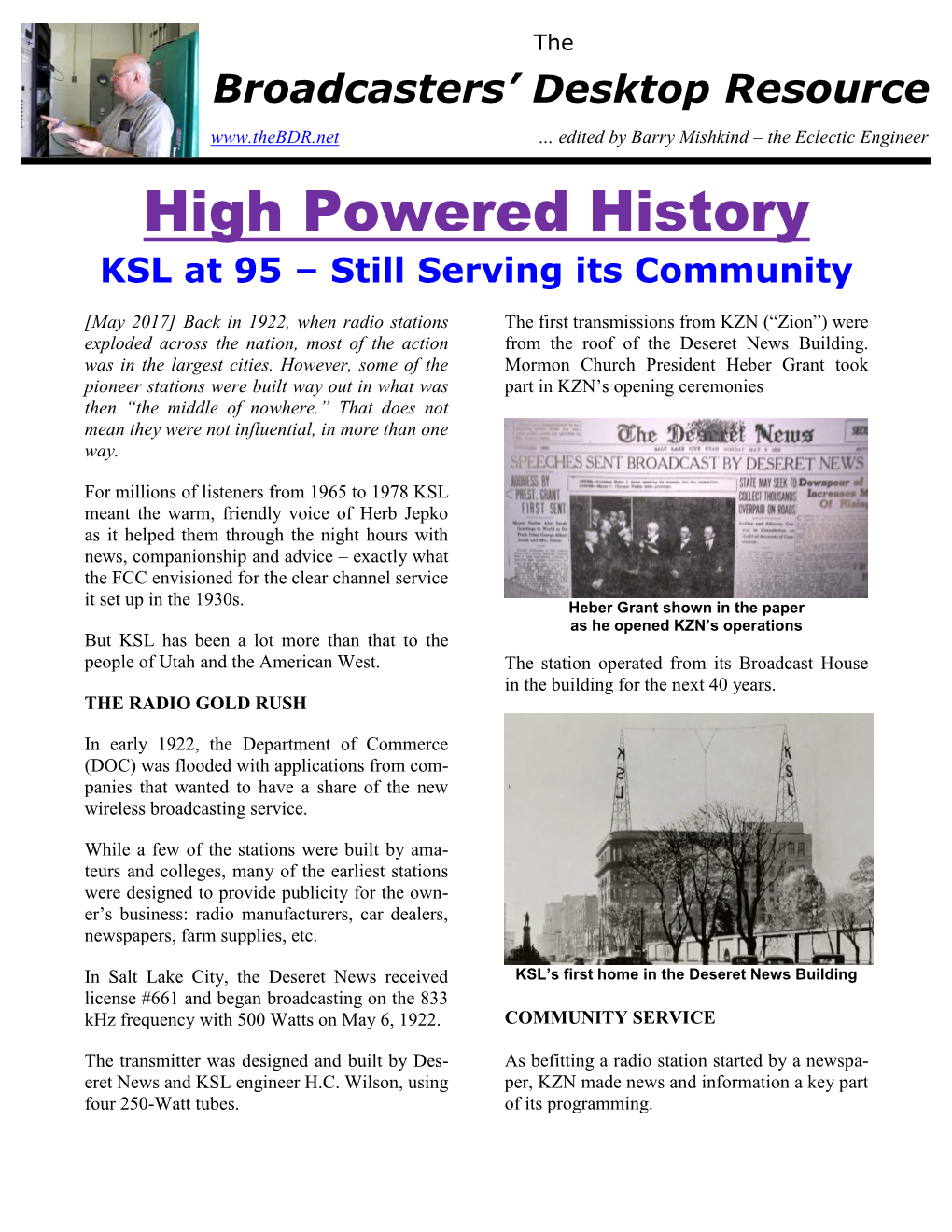 High Powered History KSL at 95 – Still Serving Its Community