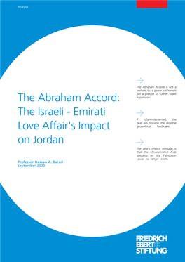 The Abraham Accord Is Not a Prelude to a Peace Settlement but a Prelude to Further Israeli the Abraham Accord: Expansion