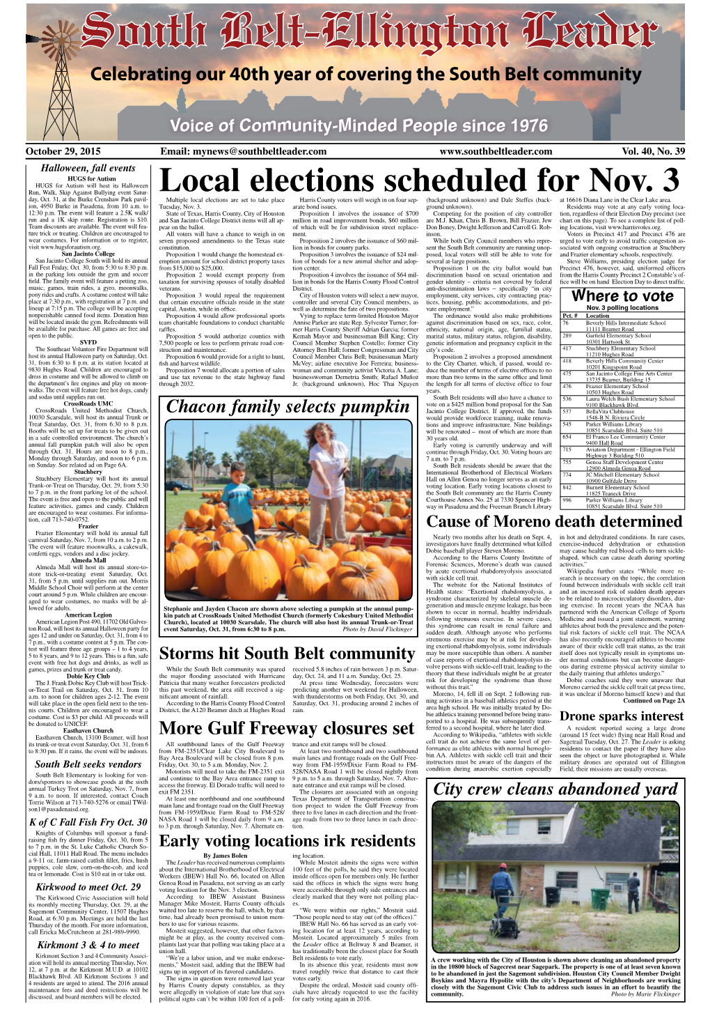 Local Elections Scheduled for Nov. 3 Day, Oct