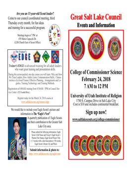 College of Commissioner Science February 24, 2018 7 AM to 12 PM Sign up Now!