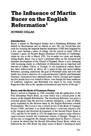 The Influence of Martin Bucer on the English Reformation