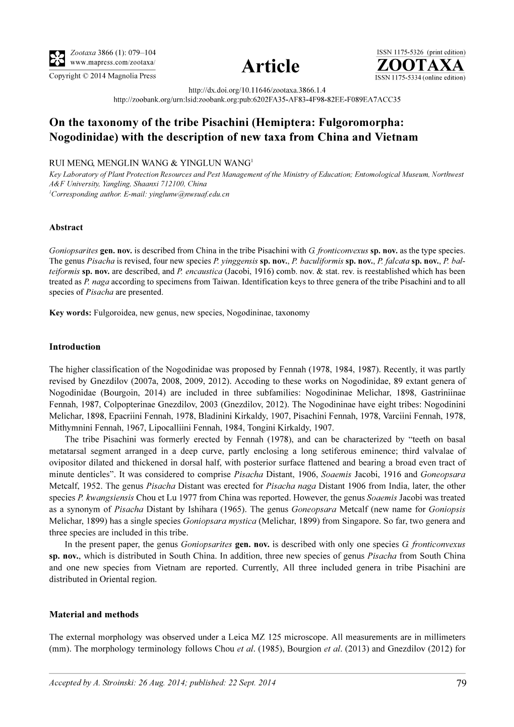 Hemiptera: Fulgoromorpha: Nogodinidae) with the Description of New Taxa from China and Vietnam