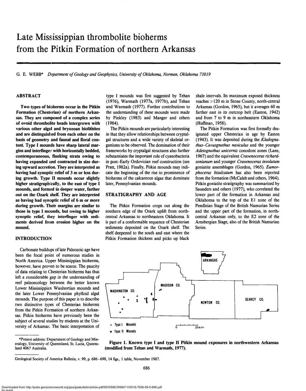 Late Mississippian Thrombolite Bioherms from the Pitkin Formation of Northern Arkansas