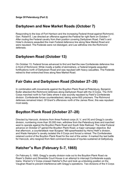 Fair Oaks and Darbytown Road (October 27–28) Boydton Pl