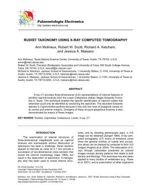 Palaeontologia Electronica RUDIST TAXONOMY USING X-RAY