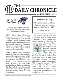 Daily Chronicle Monday, April 1, 2019