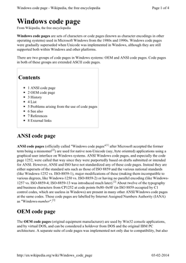 Windows Code Page -Wikipedia, the Free Encyclopedia Page 1 of 4