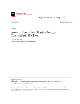 Professor Researches a Possible Georgia Connection in JFK Death Donald E