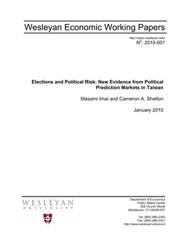 Elections and Political Risk: New Evidence from Political Prediction Markets in Taiwan