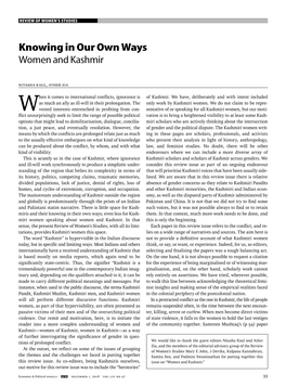 Knowing in Our Own Ways Women and Kashmir