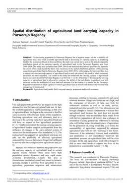 Spatial Distribution of Agricultural Land Carrying Capacity in Purworejo Regency