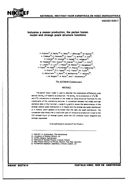 Inclusive $ Meson Production, the Parton Fusion Model and Strange Quark Structure Functions