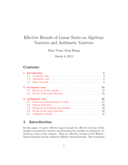 Effective Bounds of Linear Series on Algebraic Varieties and Arithmetic