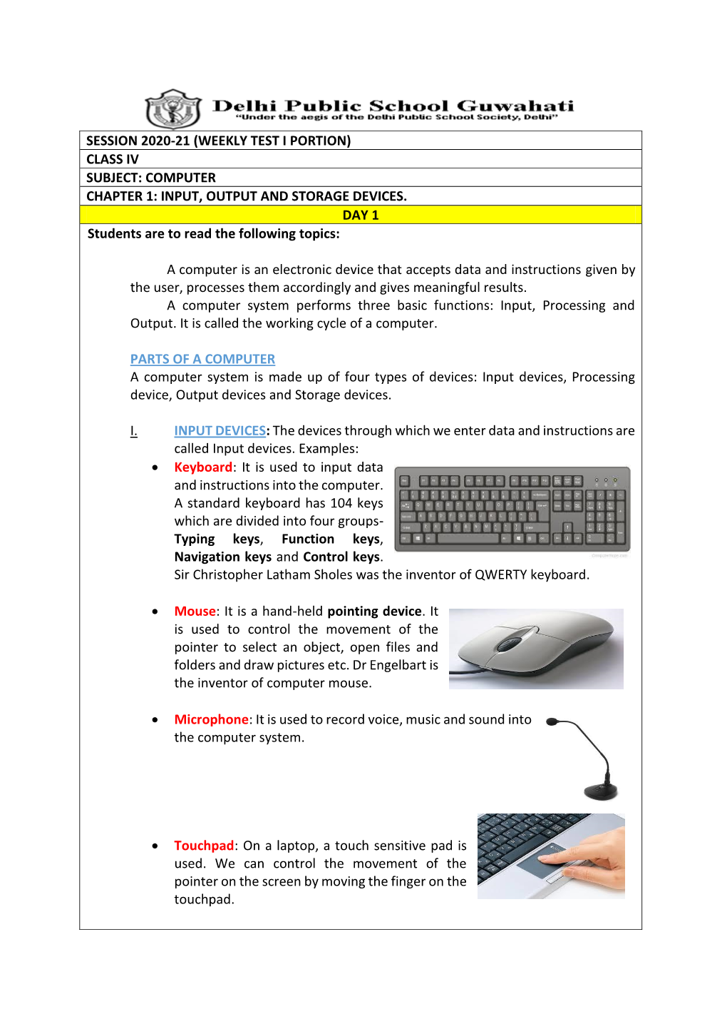 Computer Chapter 1: Input, Output and Storage Devices