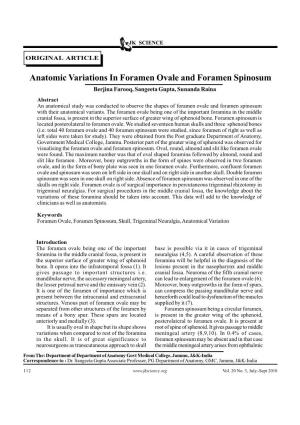 Anatomic Variations in Foramen Ovale and Foramen Spinosum
