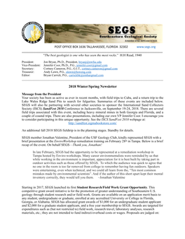 SEGS Newsletter-Winter-Spring 2018