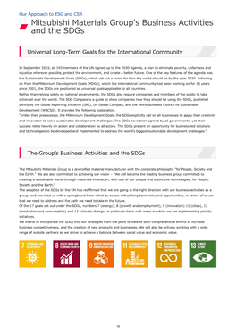 Mitsubishi Materials Group's Business Activities and the Sdgs
